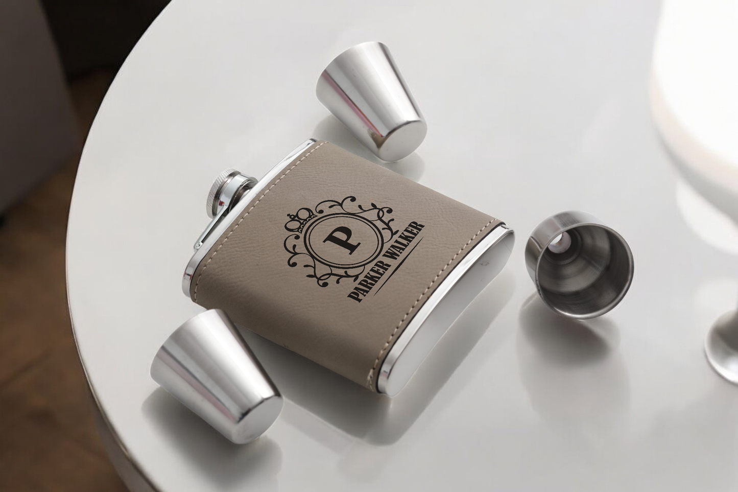 Leather Flask Gift Set