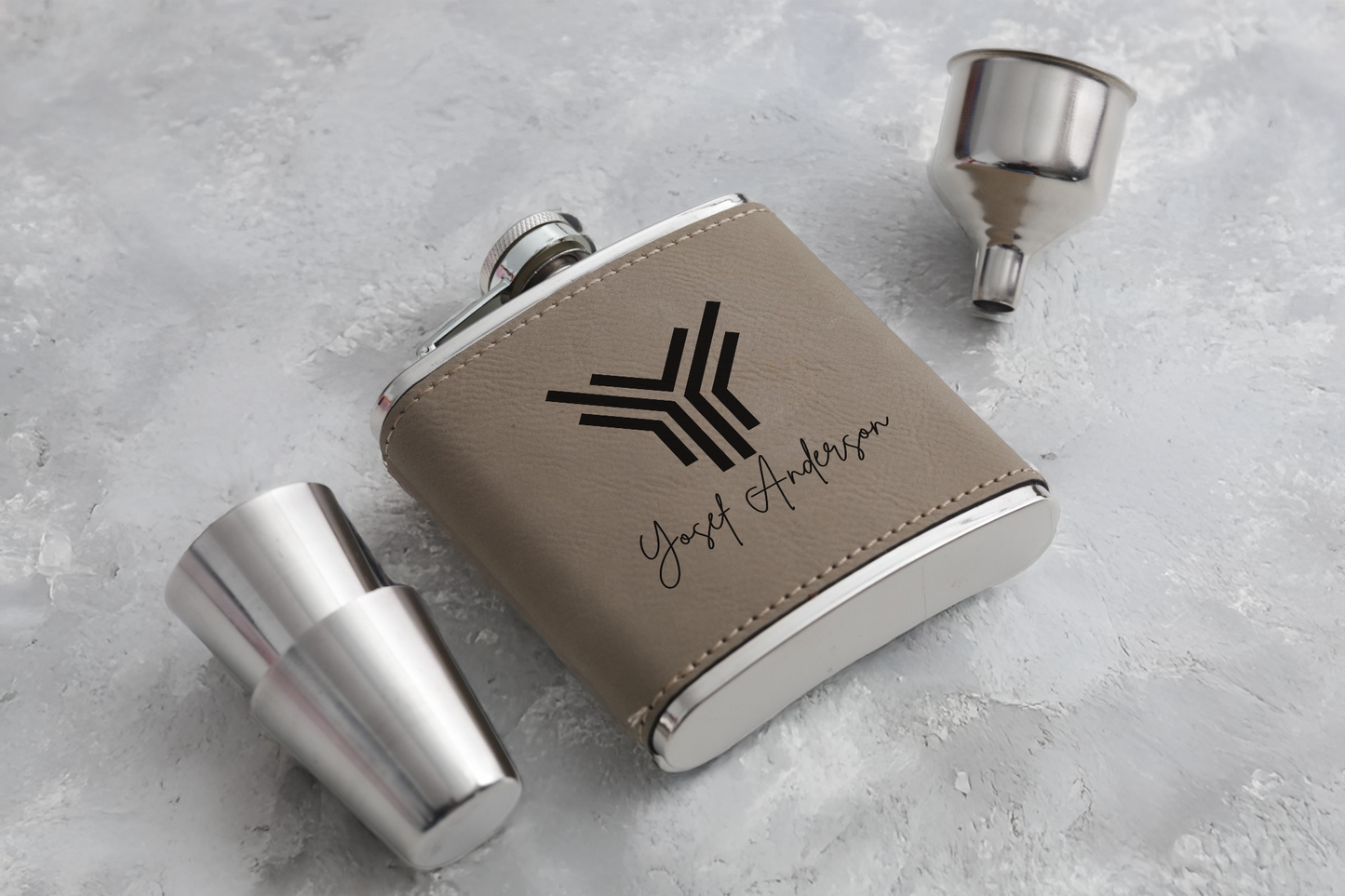 Leather Flask Gift Set