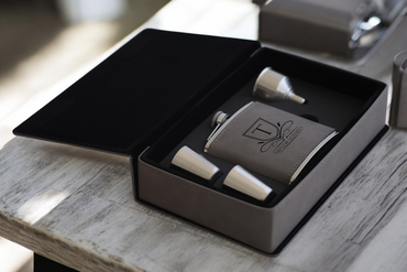 Leather Flask Gift Set