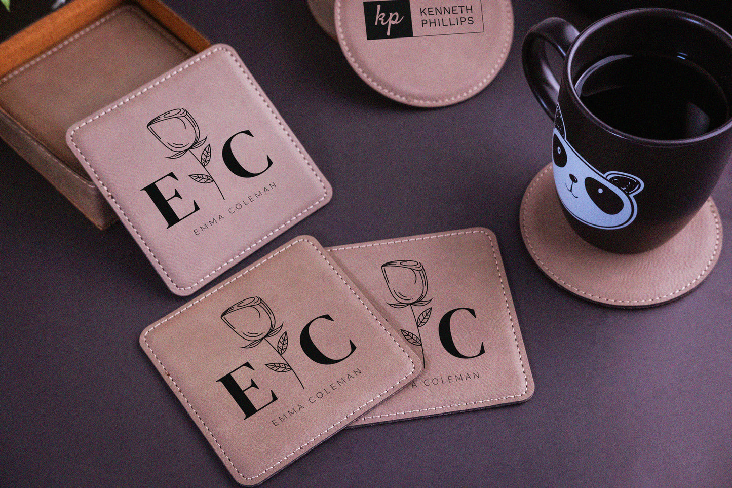 Leather Square Coaster Set