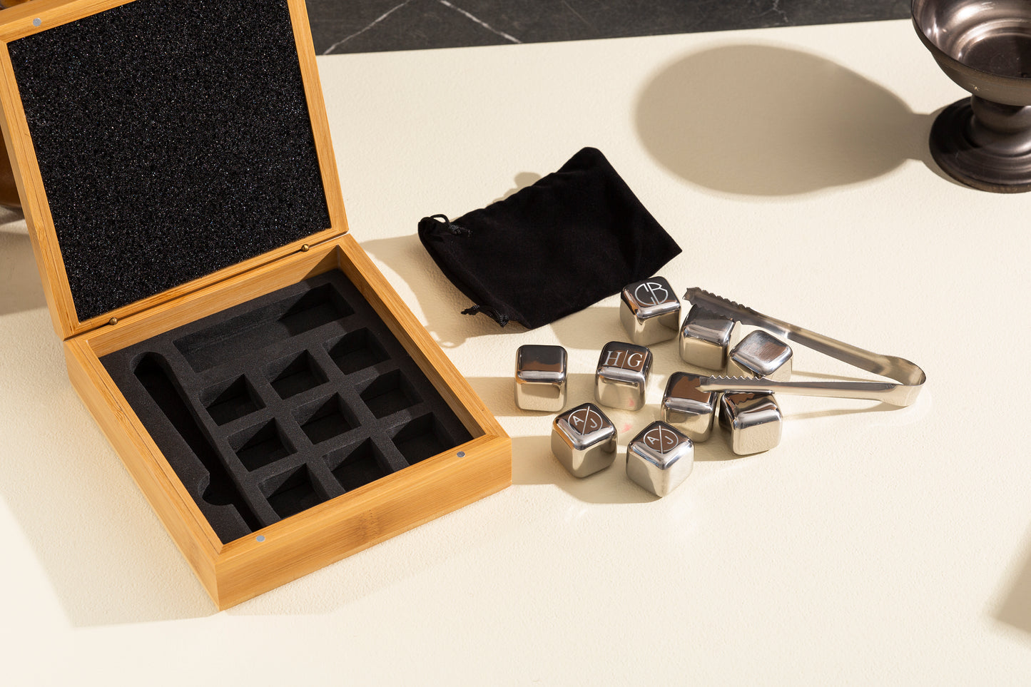Bamboo Whiskey Stone Set