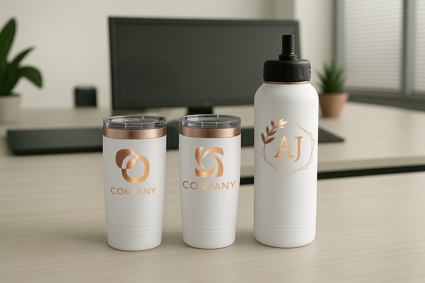 WHITE ROSE TUMBLER SET