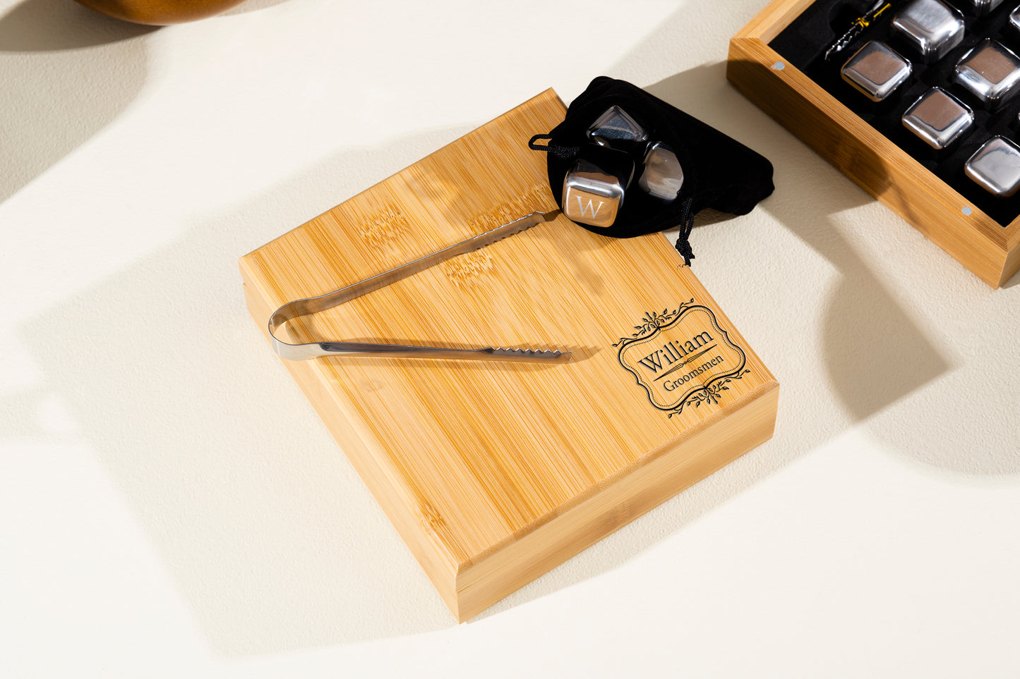 Bamboo Whiskey Stone Set