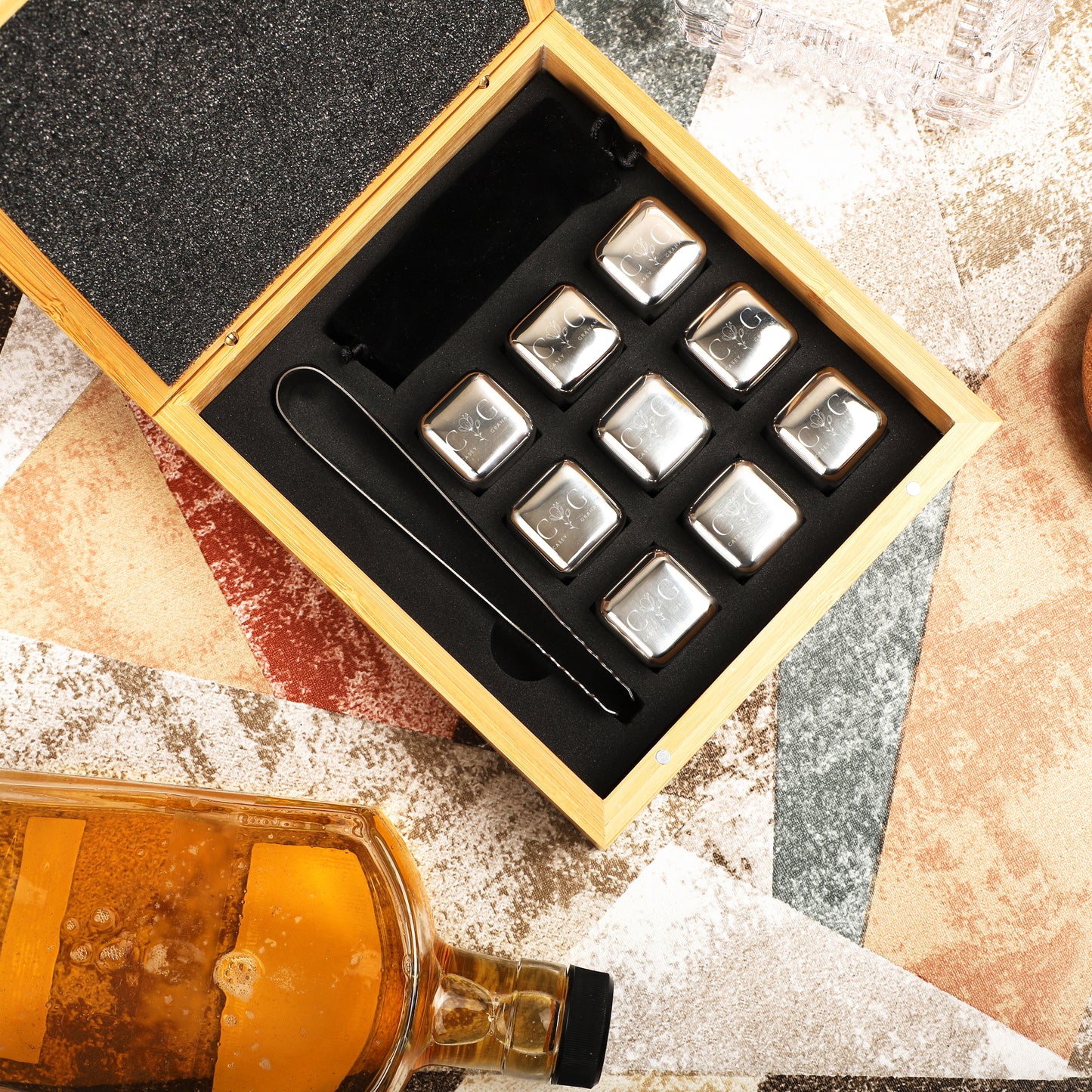Bamboo Whiskey Stone Set