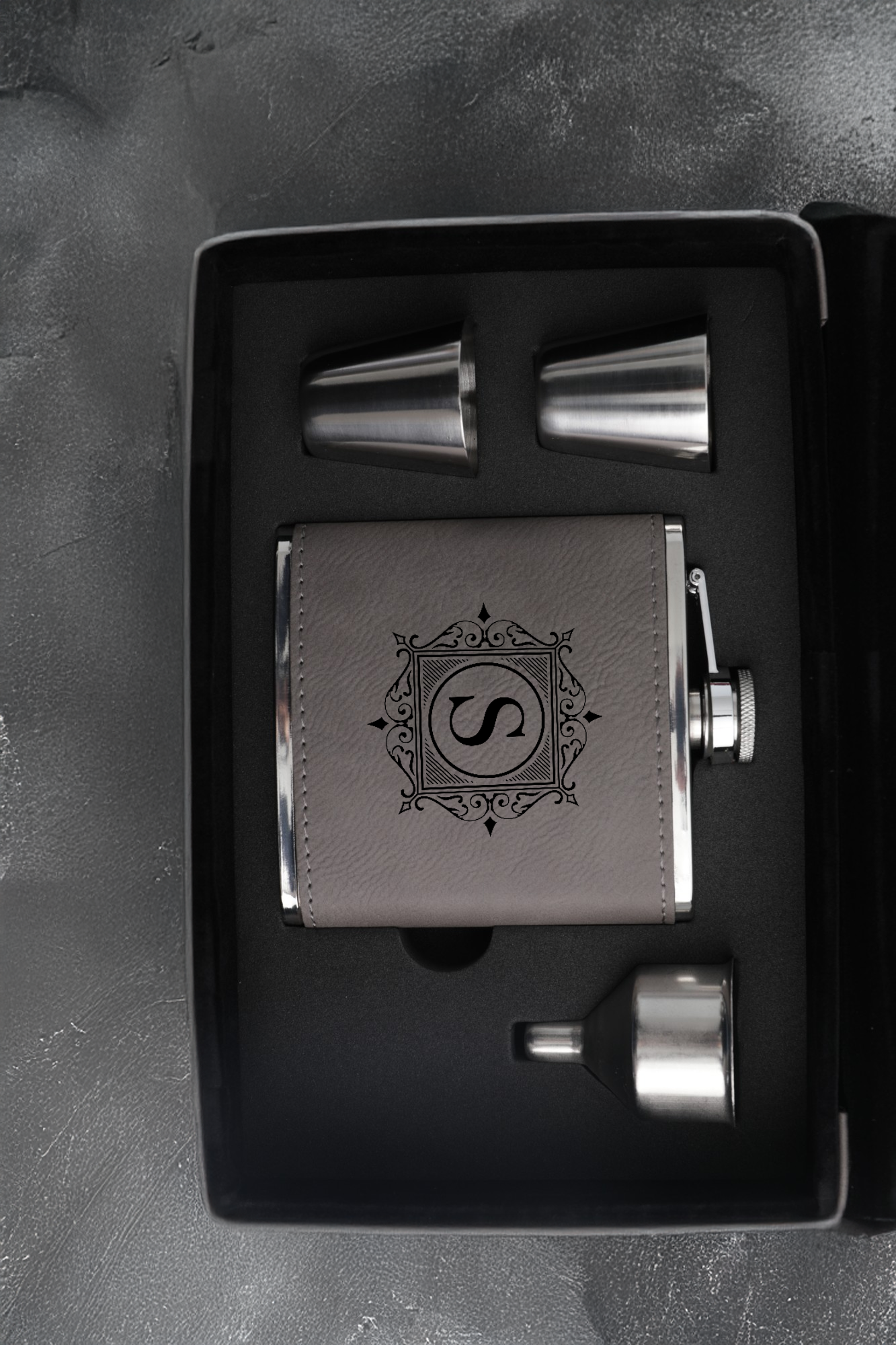 Leather Flask Gift Set