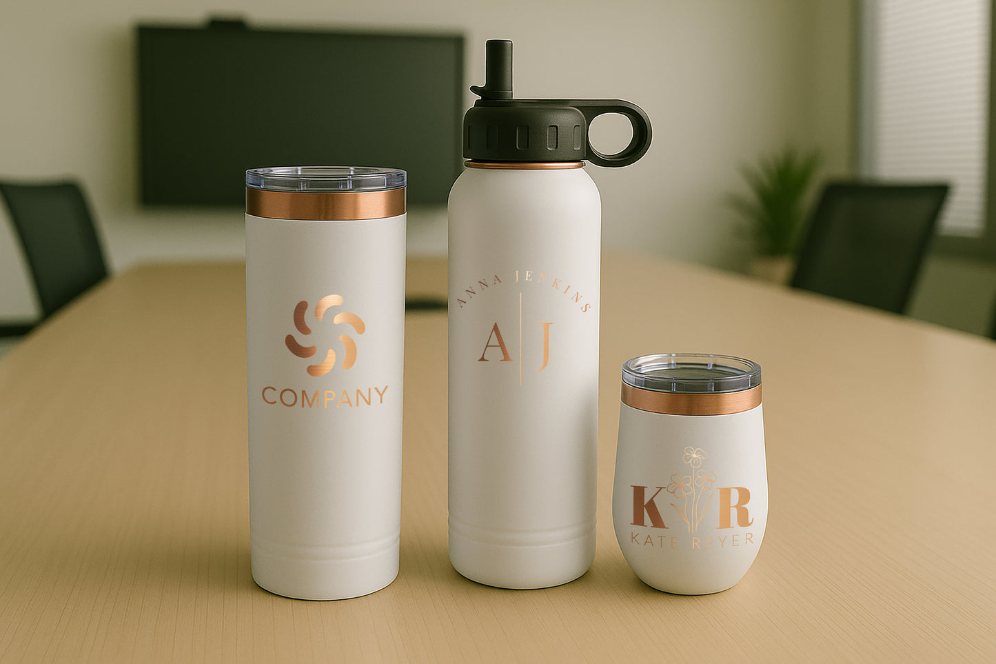 WHITE ROSE TUMBLER SET
