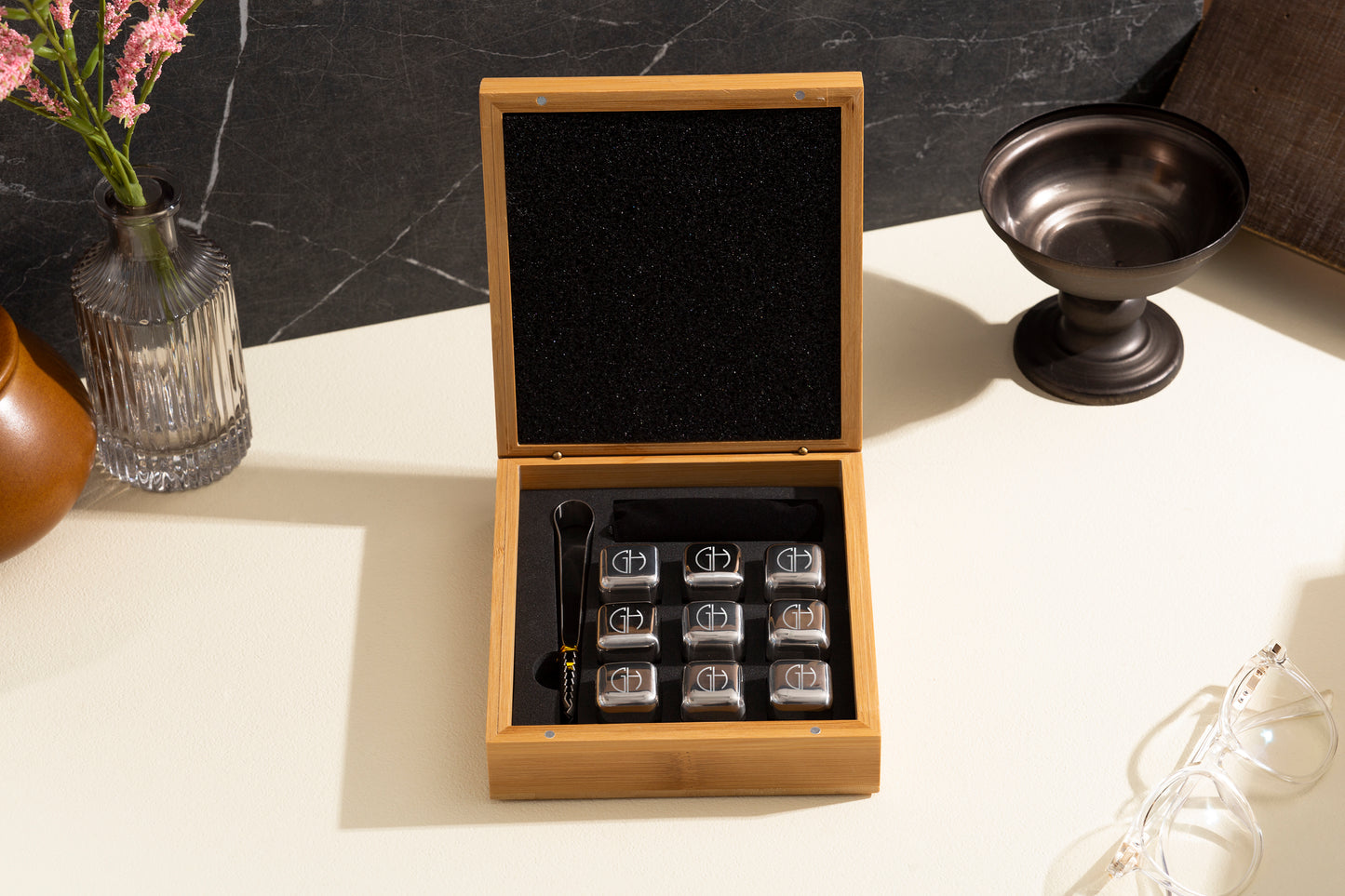 Bamboo Whiskey Stone Set