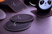 Leather Round Coaster Set