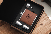 Leather Flask Gift Set