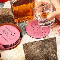 Leather Round Coaster Set